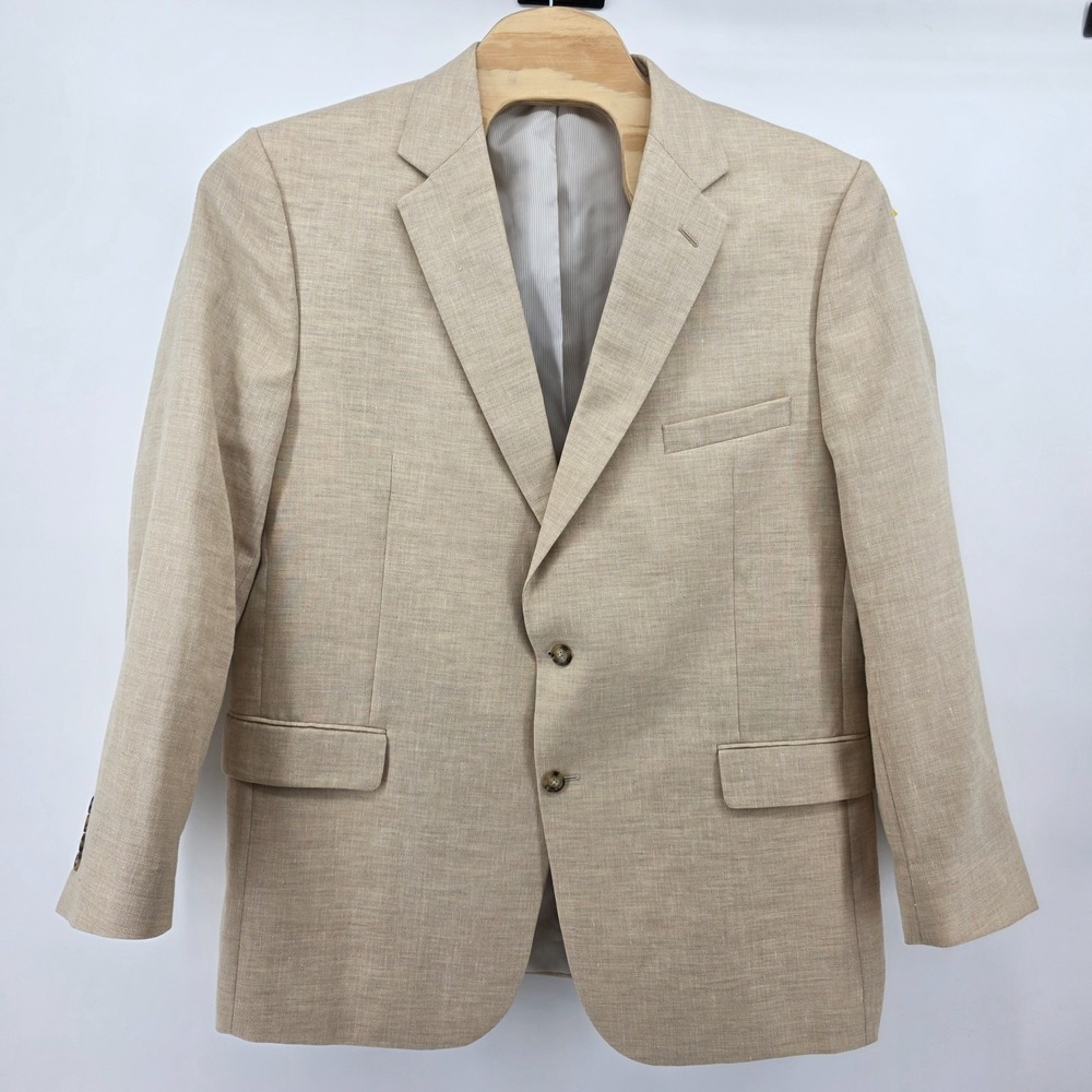 Jos A Banks Linen Wool Mens‎ 44 Lg Tan Blazer Spot Coat